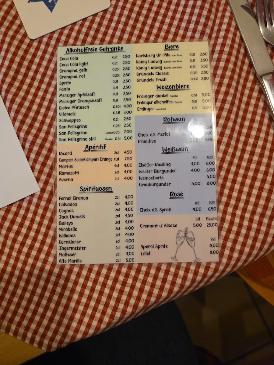 Speisekarte, Zum Hoferkopf