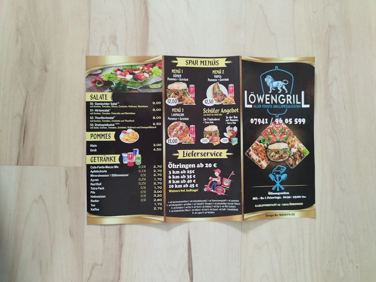 Speisekarte, Löwengrill