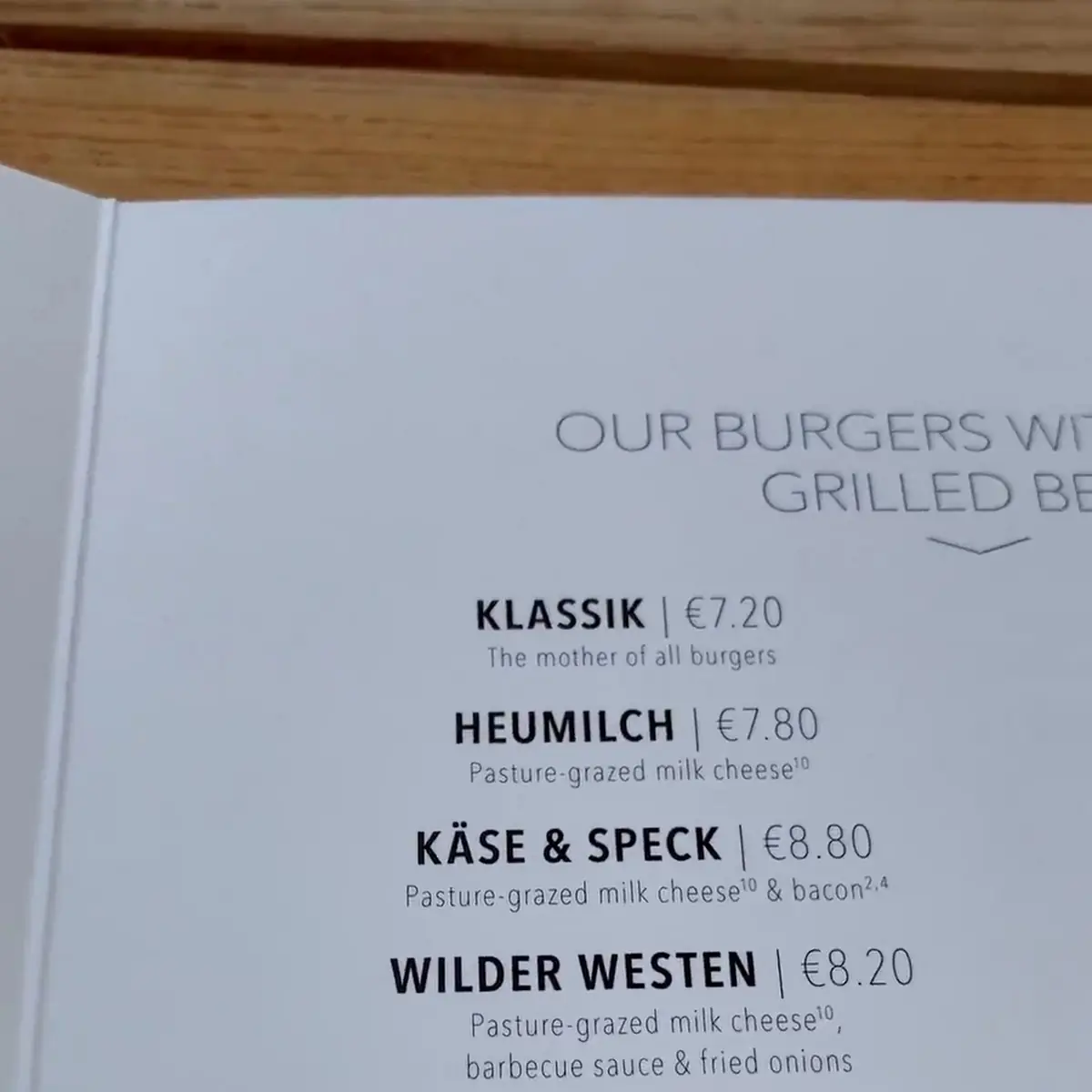 Speisekarte, HANS IM GLÜCK - HEIDELBERG Westarkaden