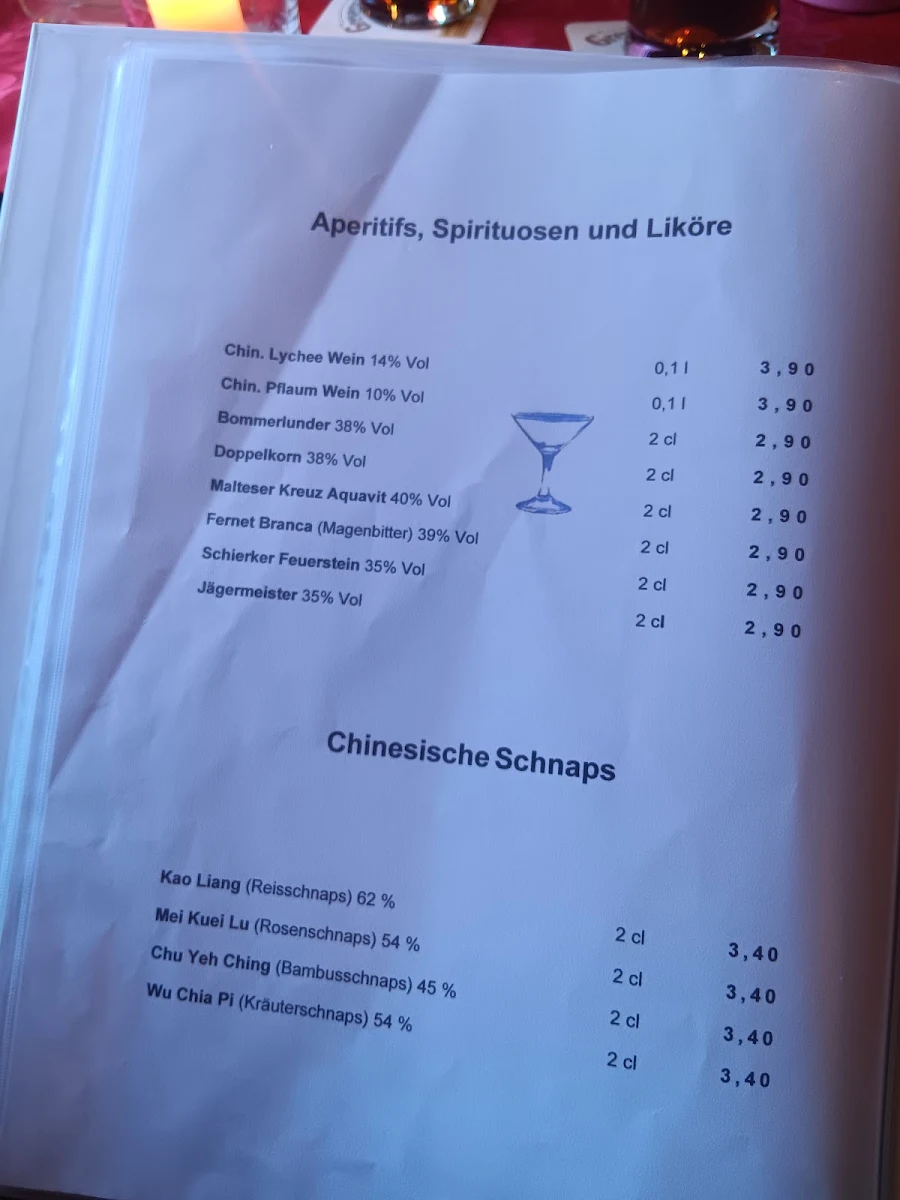 Speisekarte, Chinatown