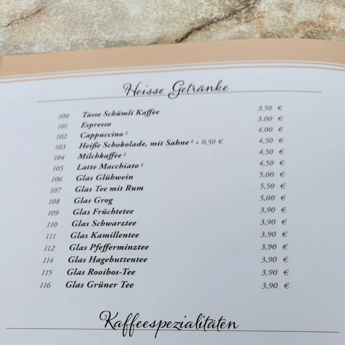 Speisekarte, Al Gusto