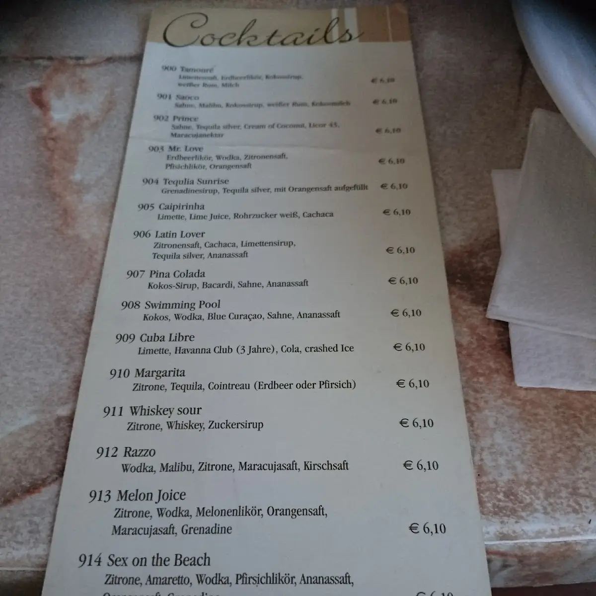 Speisekarte, Al Gusto