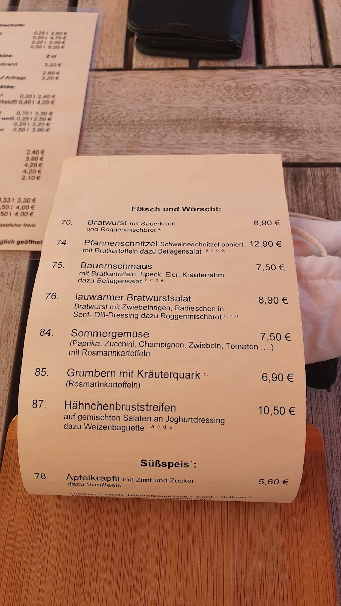 Speisekarte, Der Weinboden