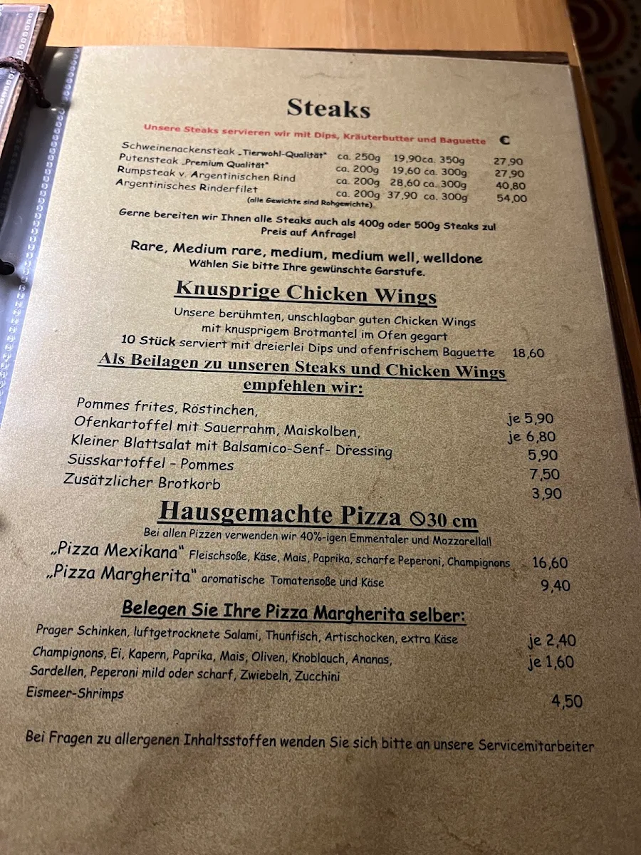 Speisekarte, Eddy's Bodega