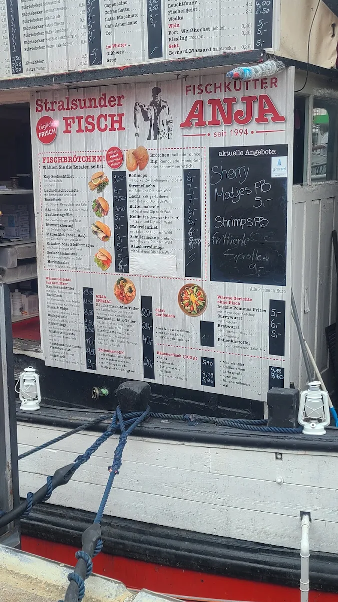 Speisekarte, Fischbrötchenkutter Anja