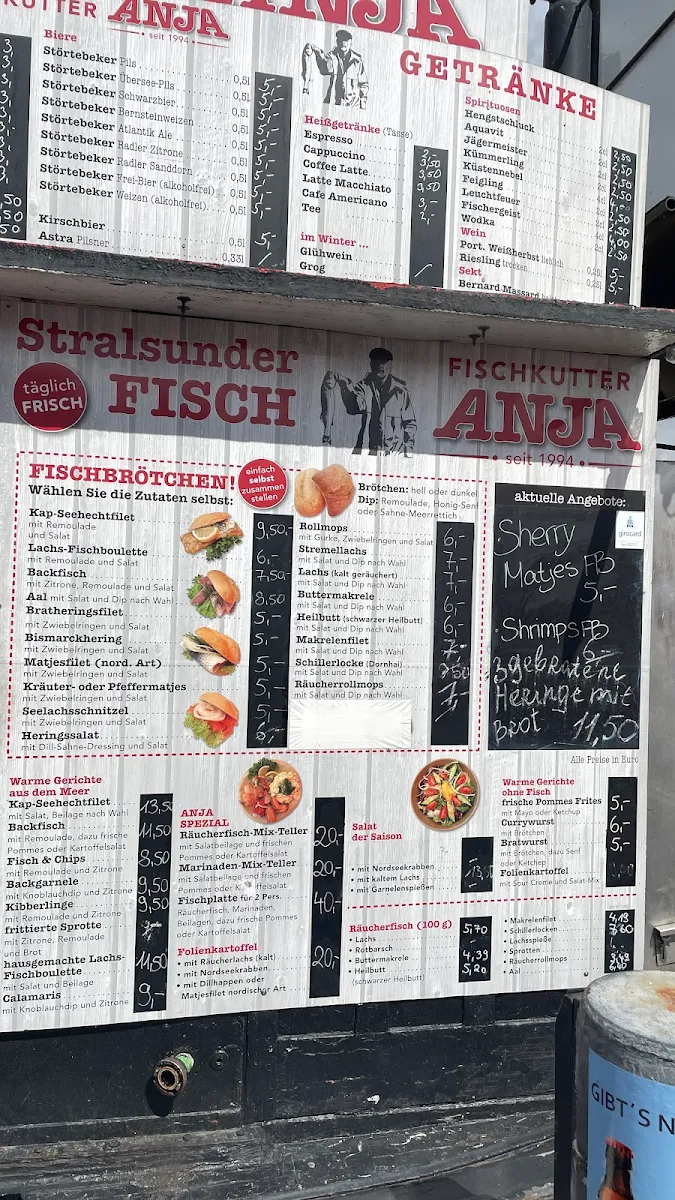 Speisekarte, Fischbrötchenkutter Anja
