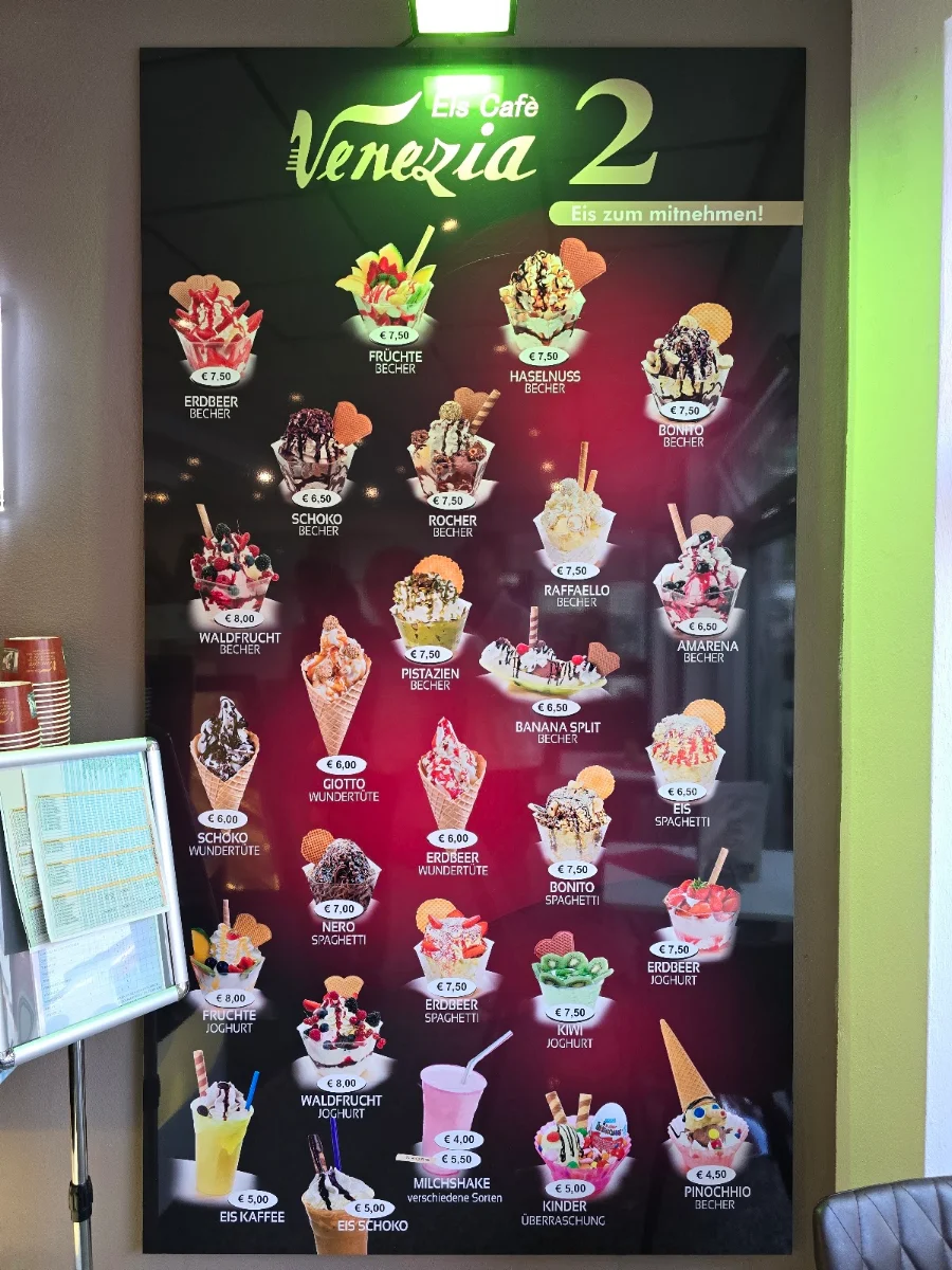 Speisekarte, Eiscafé Venezia 2
