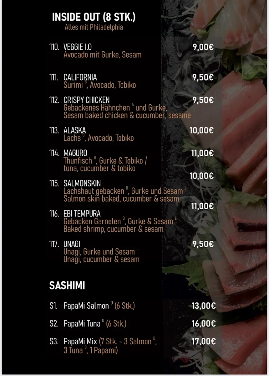 Speisekarte, Umi Papami Wesel