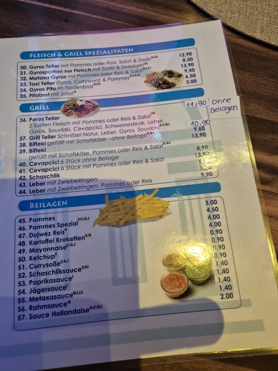 Speisekarte, PERO´S GRILL