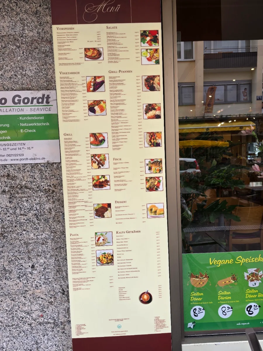 Speisekarte, Vefa Restaurant
