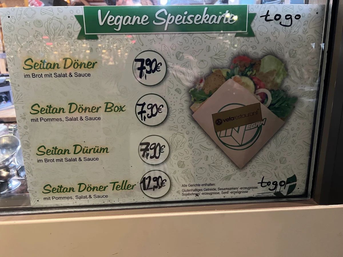 Speisekarte, Vefa Restaurant