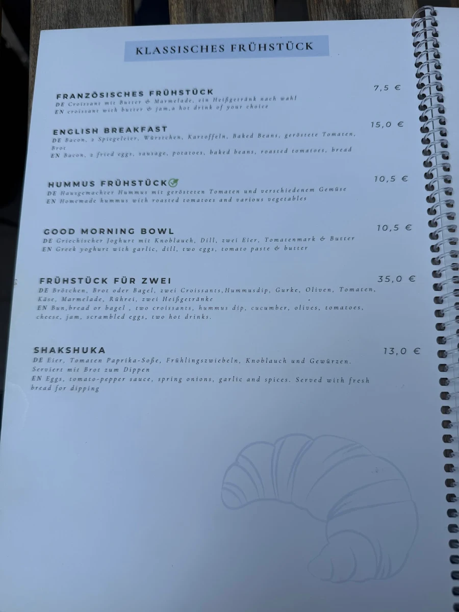 Speisekarte, Ein Blick Café