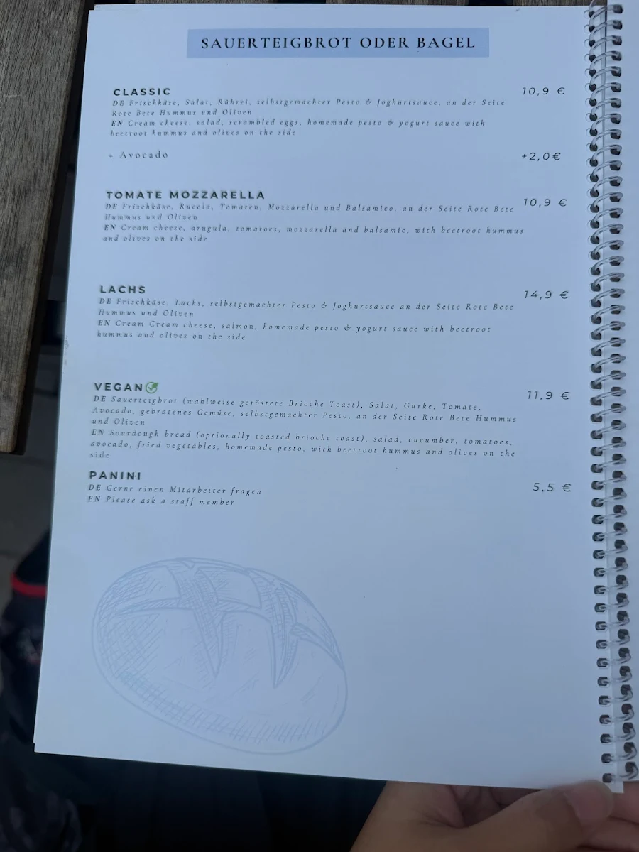 Speisekarte, Ein Blick Café