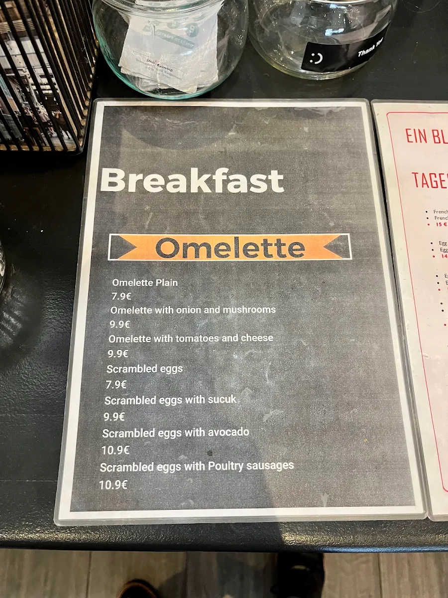 Speisekarte, Ein Blick Café