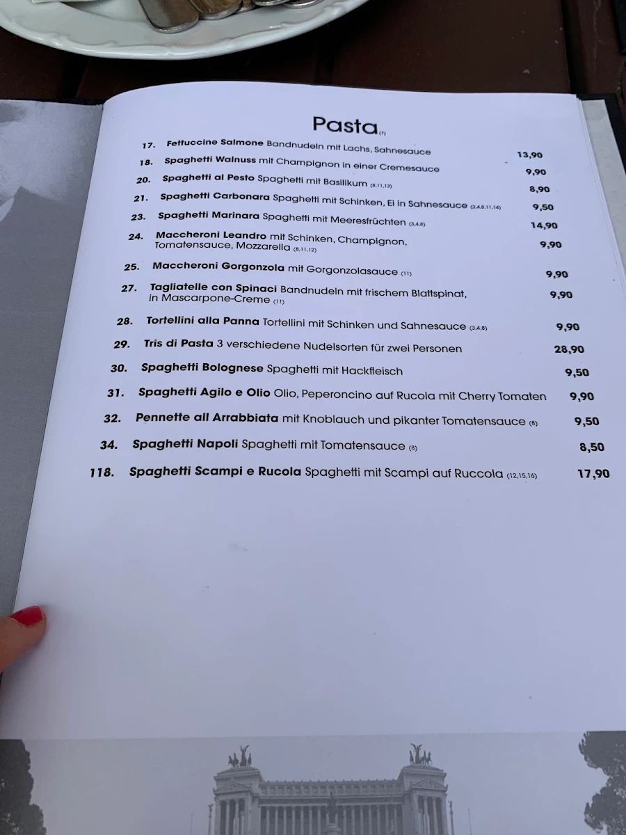 Speisekarte, Trattoria da Leandro