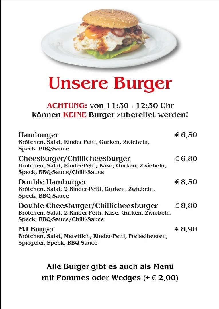 Speisekarte, Schmankerl Bude (Mia wurscht & Co)