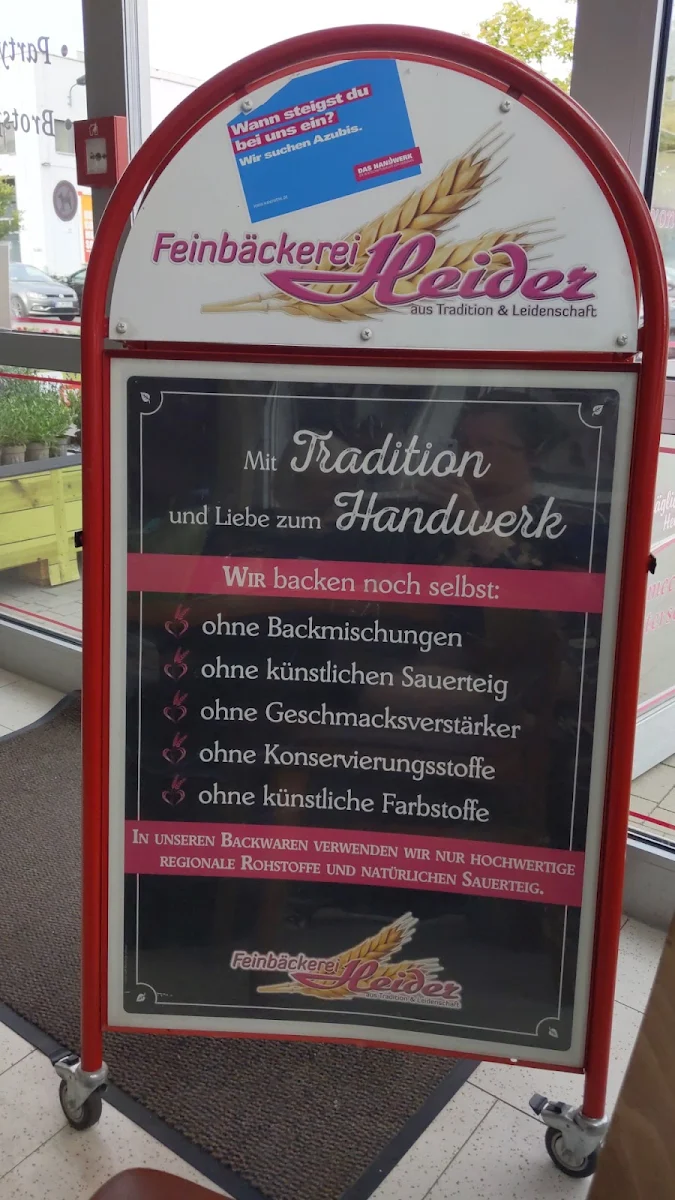 Speisekarte, Feinbäckerei Heider