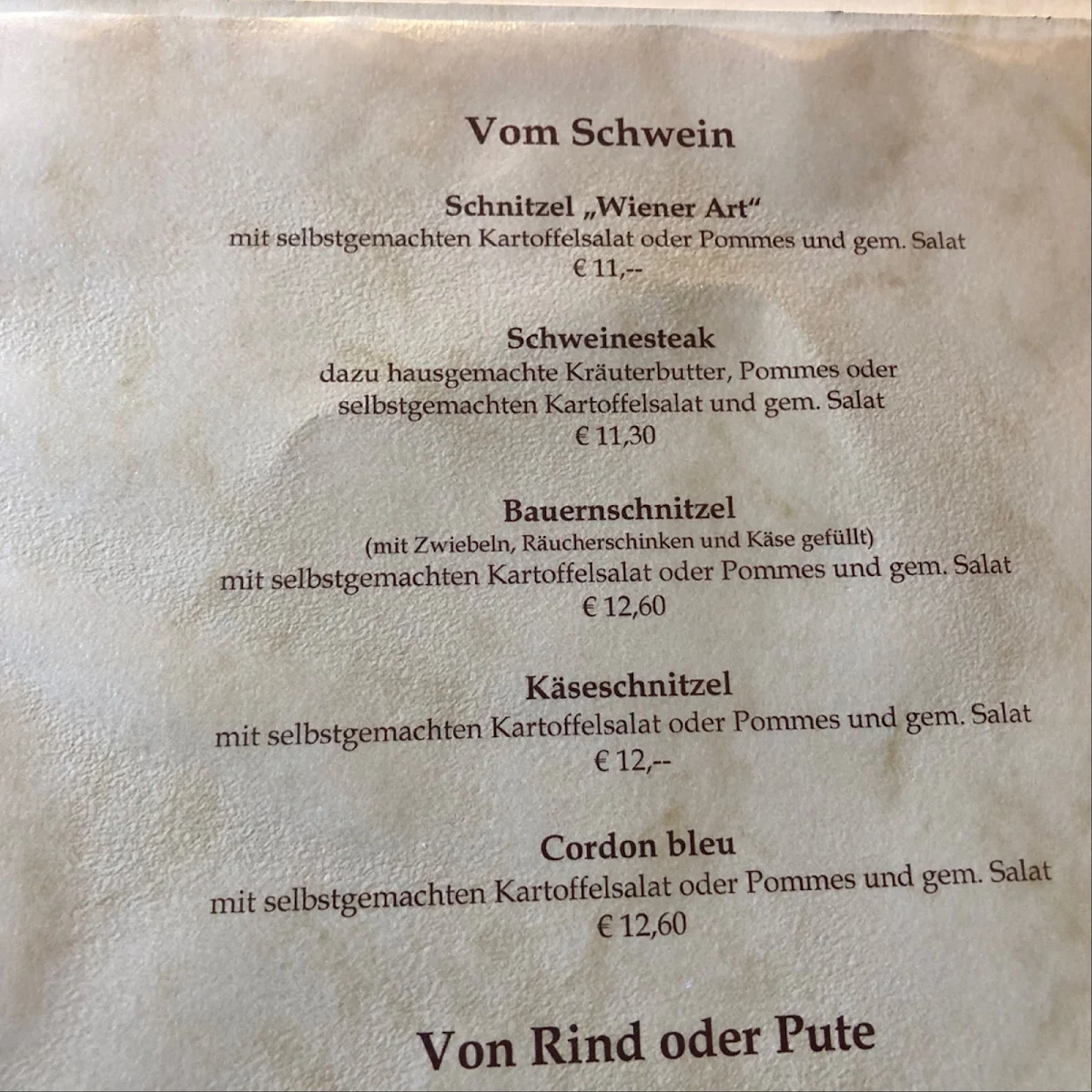 Speisekarte, Dürrbeck Robert
