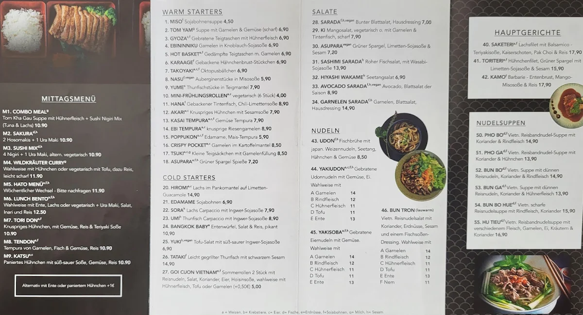 Speisekarte, HATO Restaurant Kehl