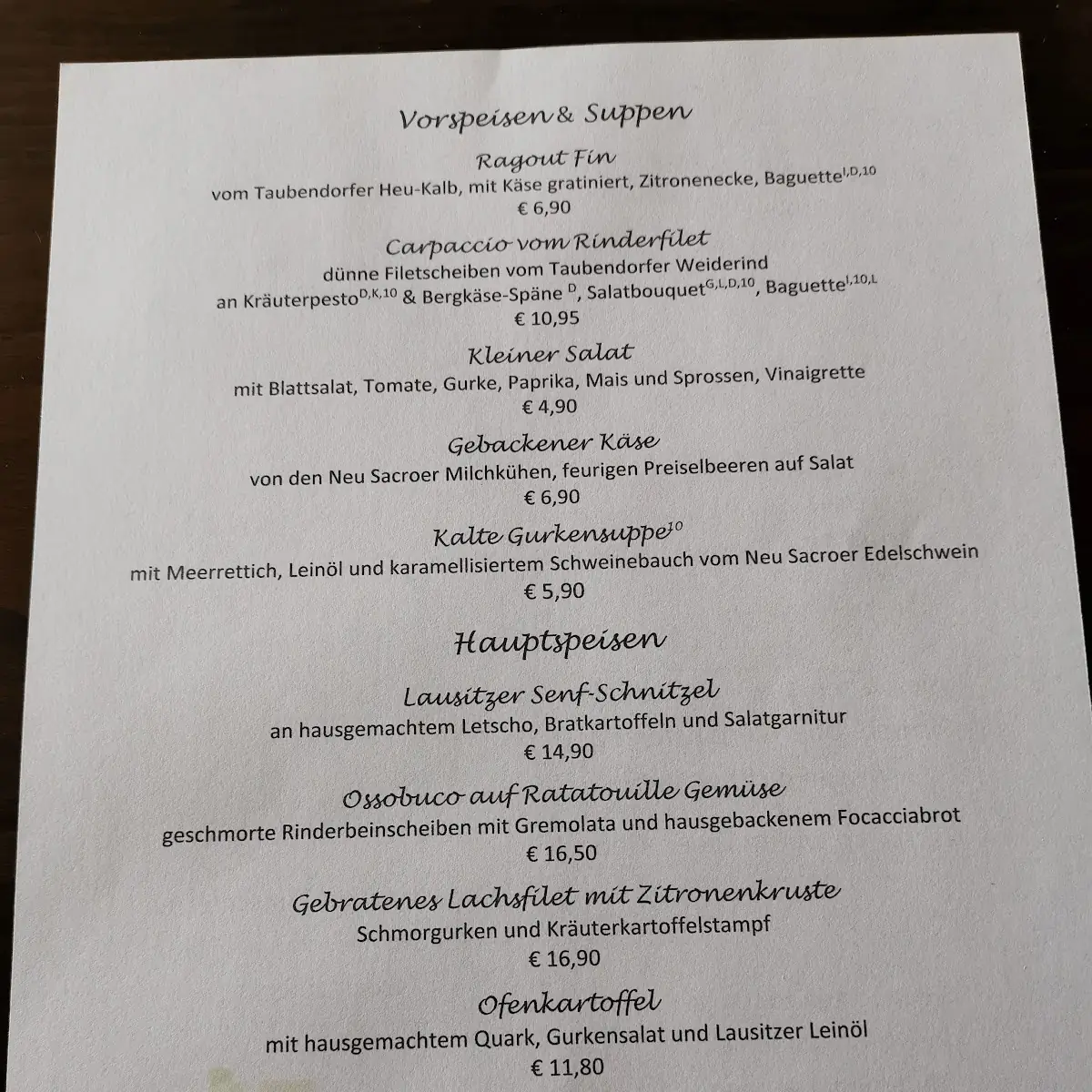 Speisekarte photo 2
