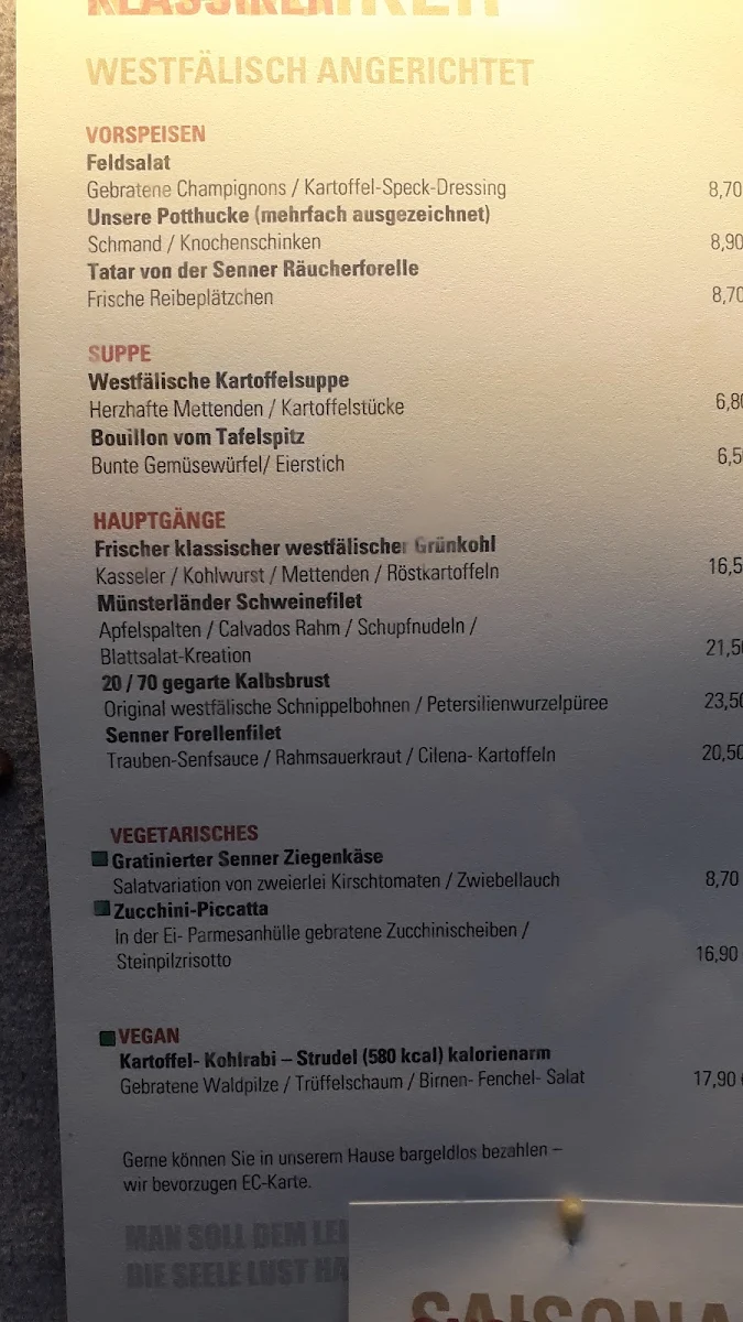 Speisekarte, Schlichte Hof