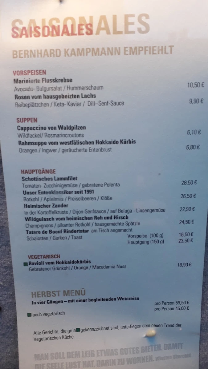 Speisekarte, Schlichte Hof
