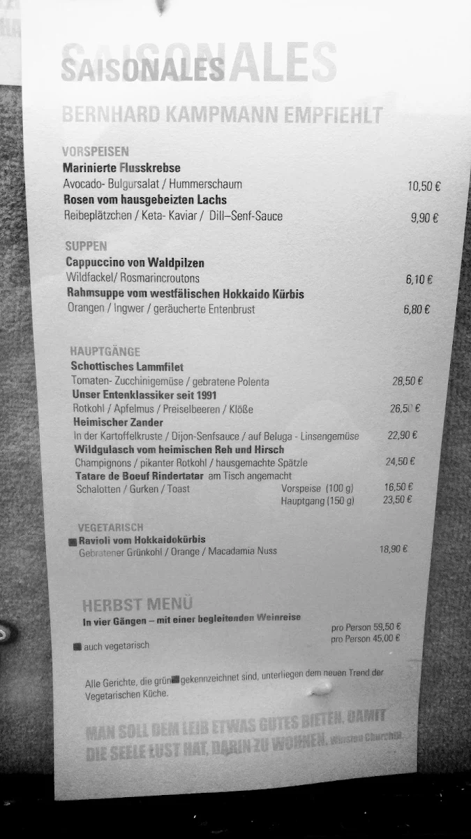 Speisekarte, Schlichte Hof