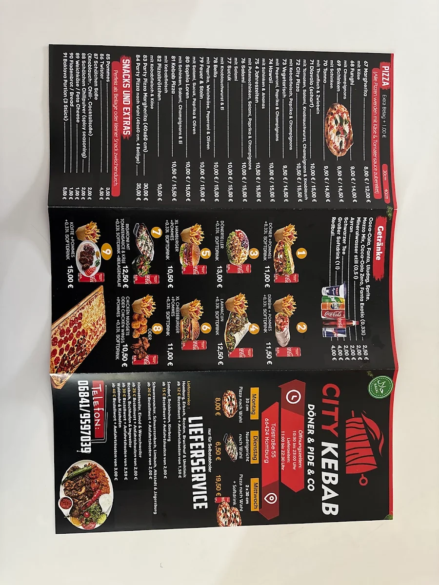 Speisekarte, City Kebab