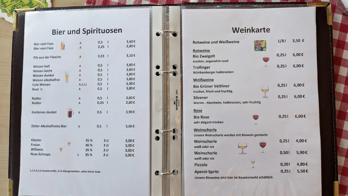 Speisekarte, Panorama Café Hoftreff