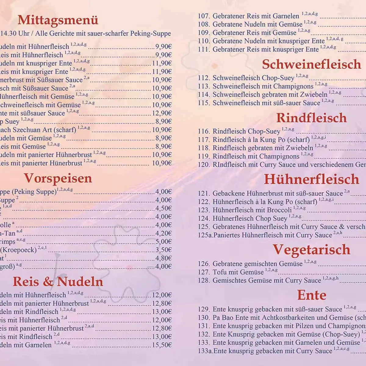 Speisekarte, AsiaXpress