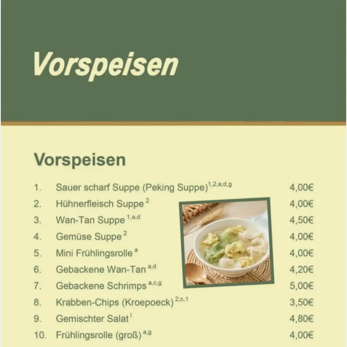 Speisekarte, AsiaXpress