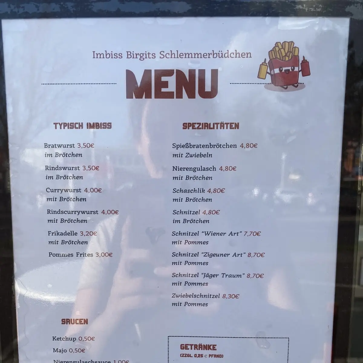 Speisekarte, Birgits Schlemmerbüdchen