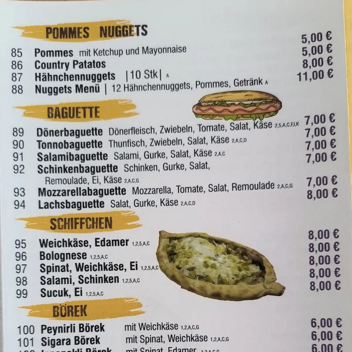 Speisekarte, Pizza Cino