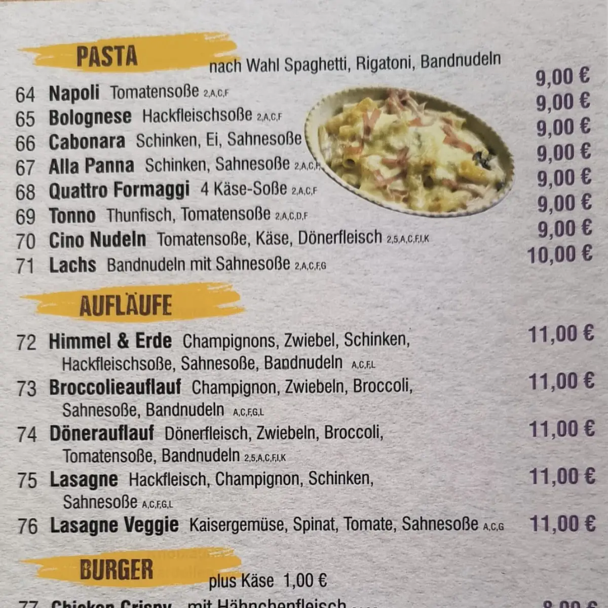 Speisekarte, Pizza Cino