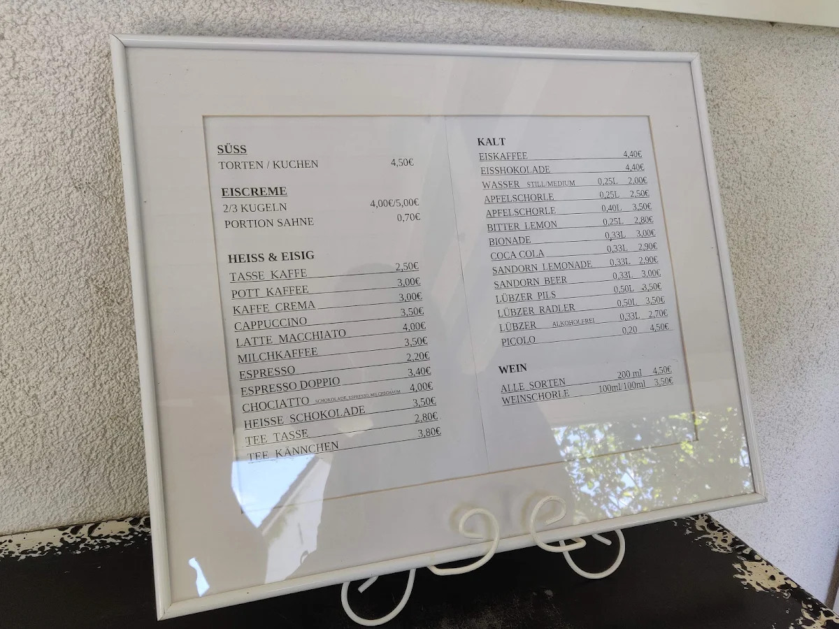 Speisekarte, Café Zuckerkuss