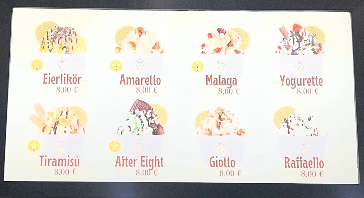 Speisekarte, La Gelateria Sicily