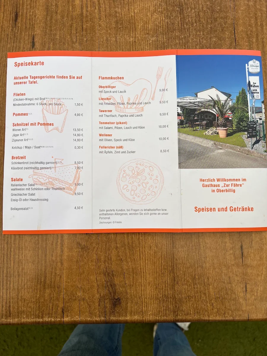 Speisekarte, Zur Fähre Gaststätte