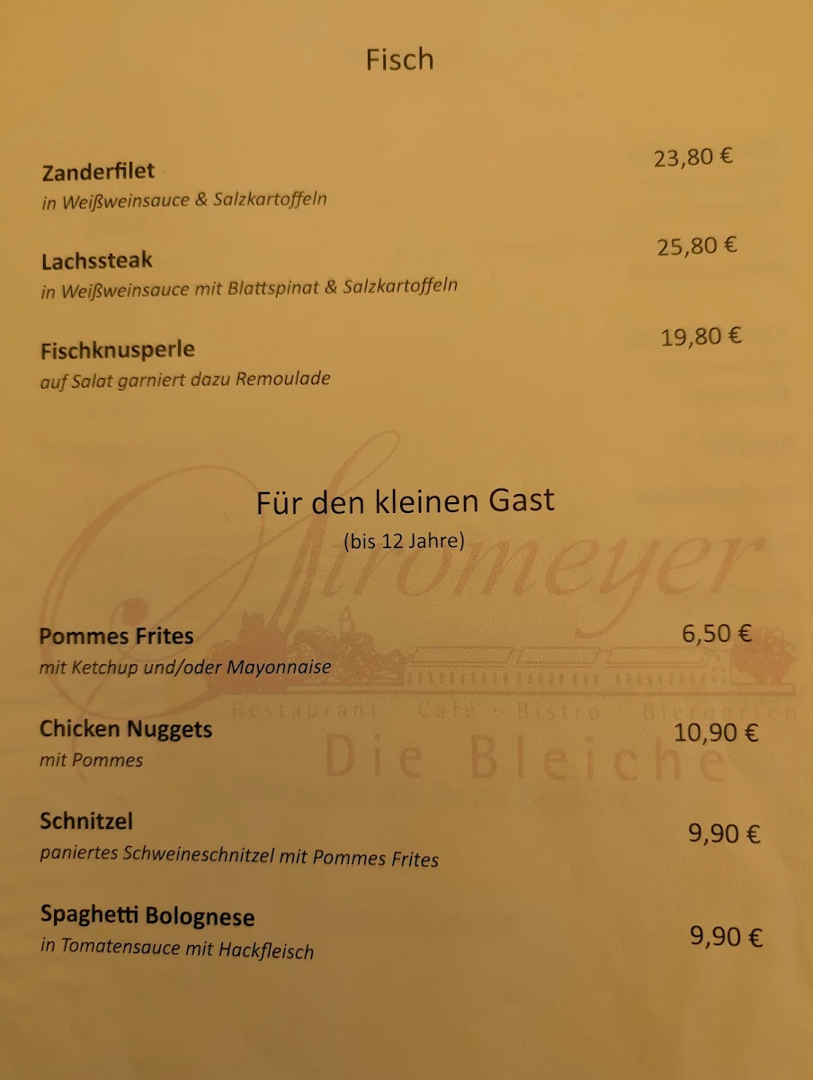 Speisekarte, Stromeyer - Die Bleiche Restaurant