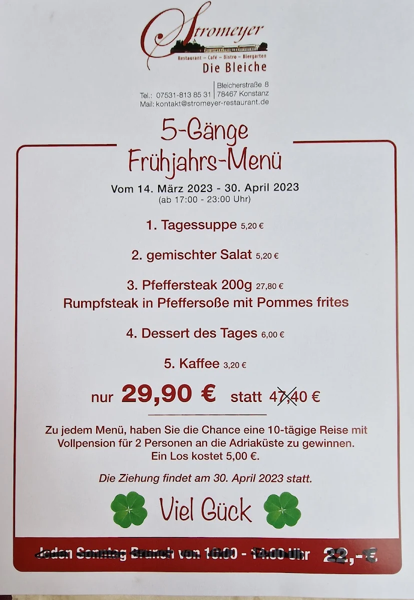 Speisekarte, Stromeyer - Die Bleiche Restaurant