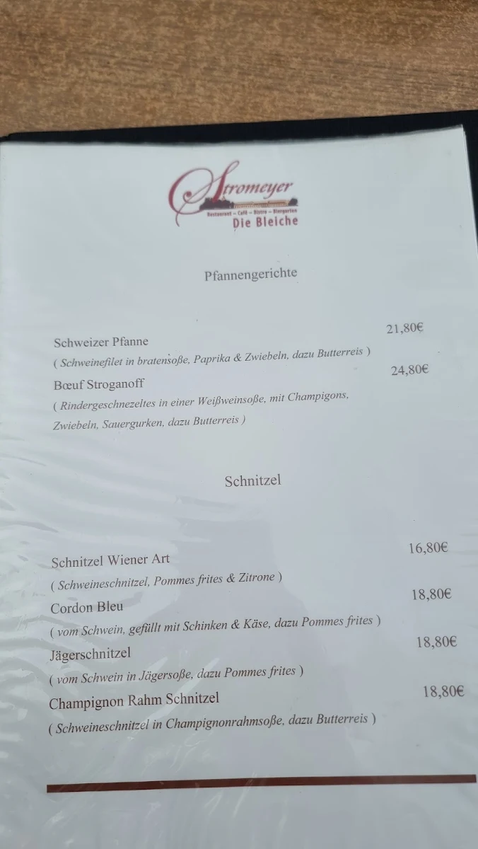 Speisekarte, Stromeyer - Die Bleiche Restaurant