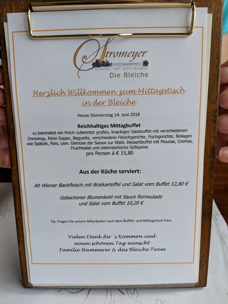 Speisekarte, Stromeyer - Die Bleiche Restaurant