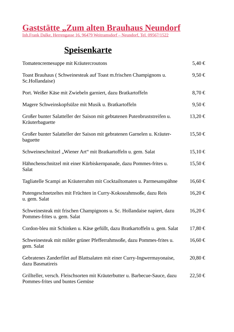 Speisekarte photo 1