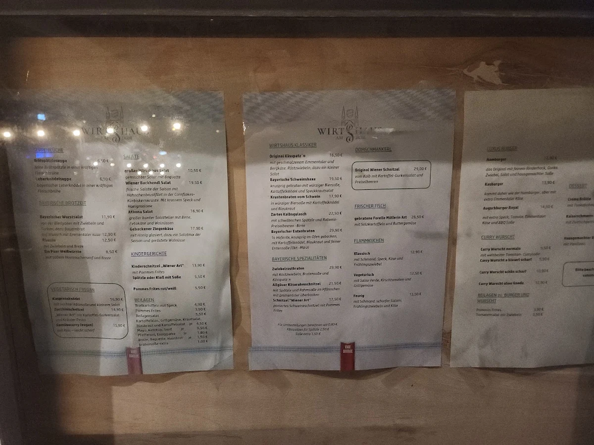 Speisekarte, Wirtshaus am Dom