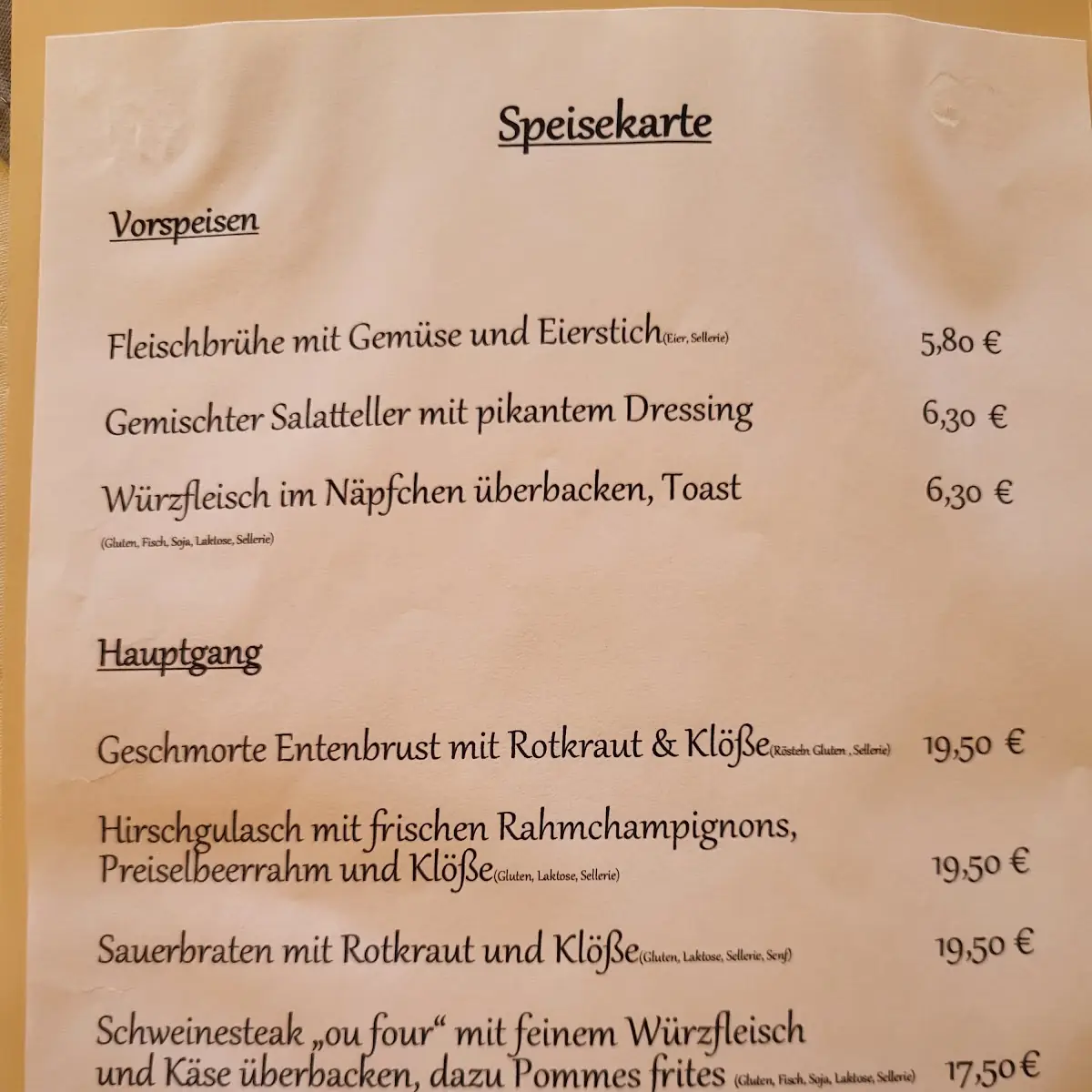 Speisekarte, Restaurant & Camping "Am Töpferberg" - Franziska Rossbach