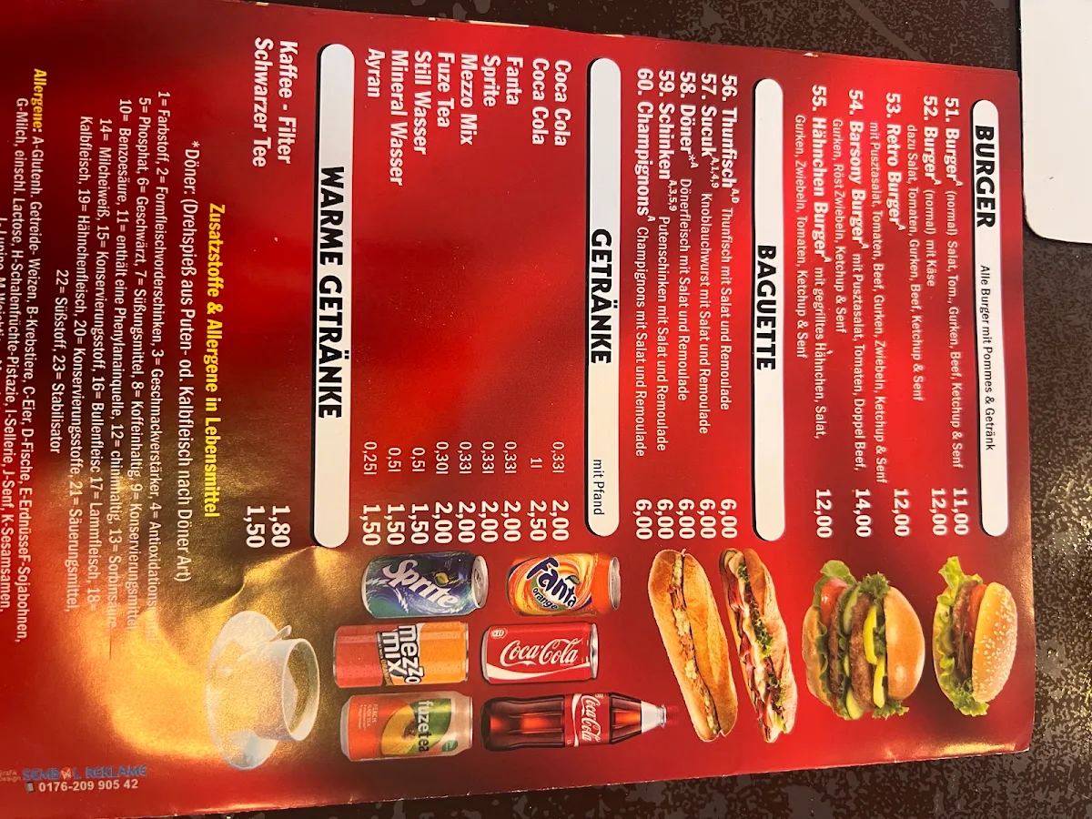 Speisekarte, Barsony Imbiss & Pizzahaus
