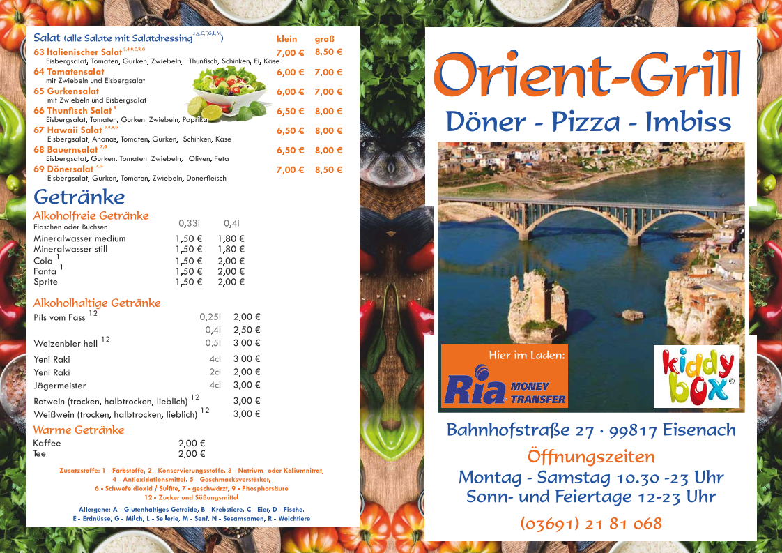 Speisekarte, Orient Grill - Vasfi Kar