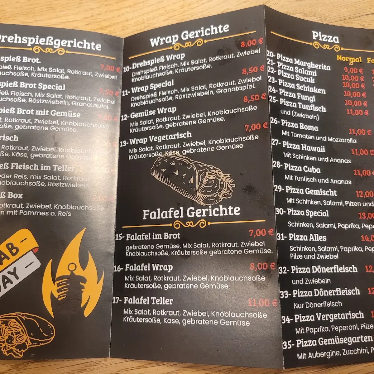 Speisekarte, Ansbacher Restaurant