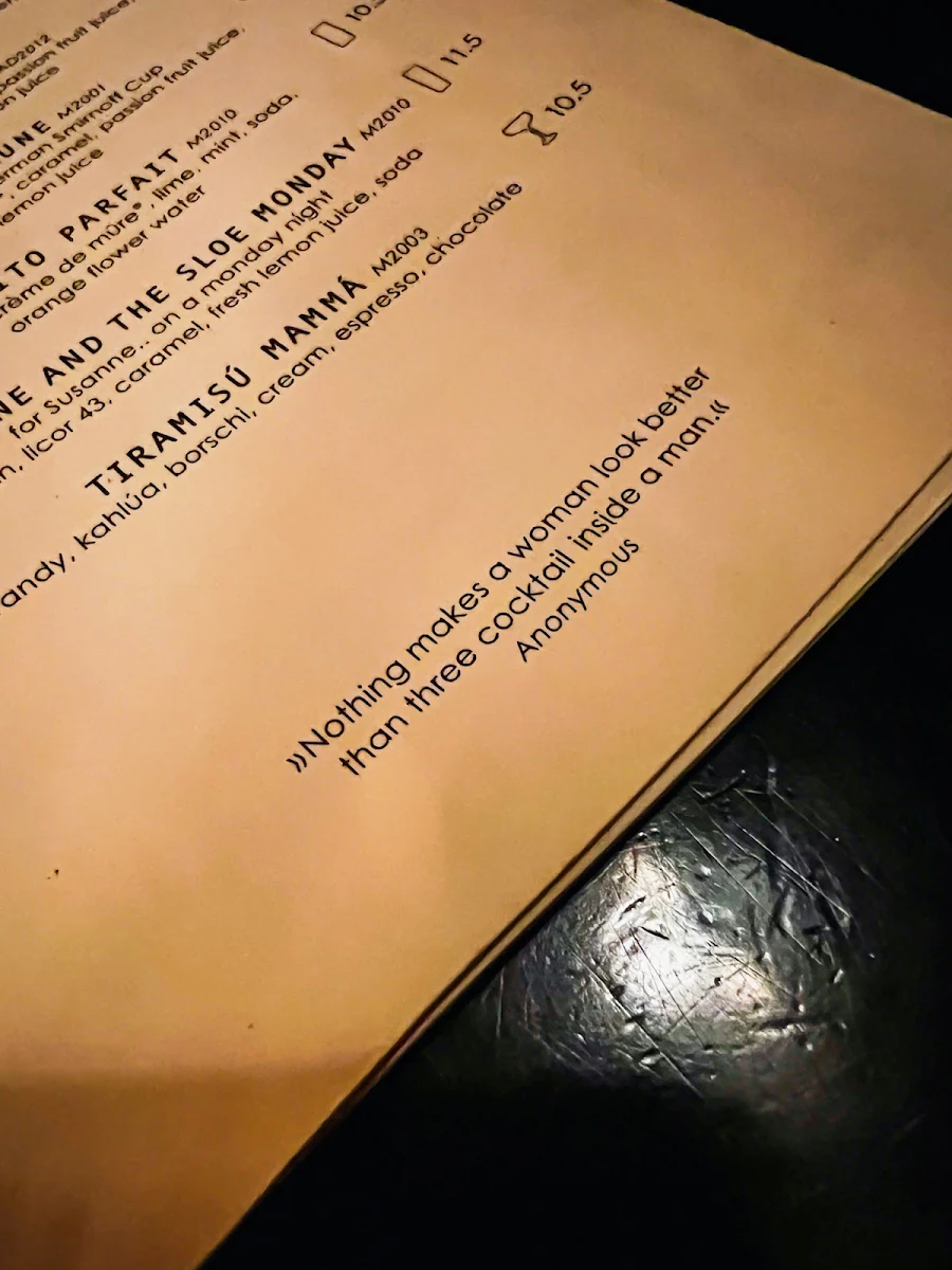 Speisekarte, Negroni Bar