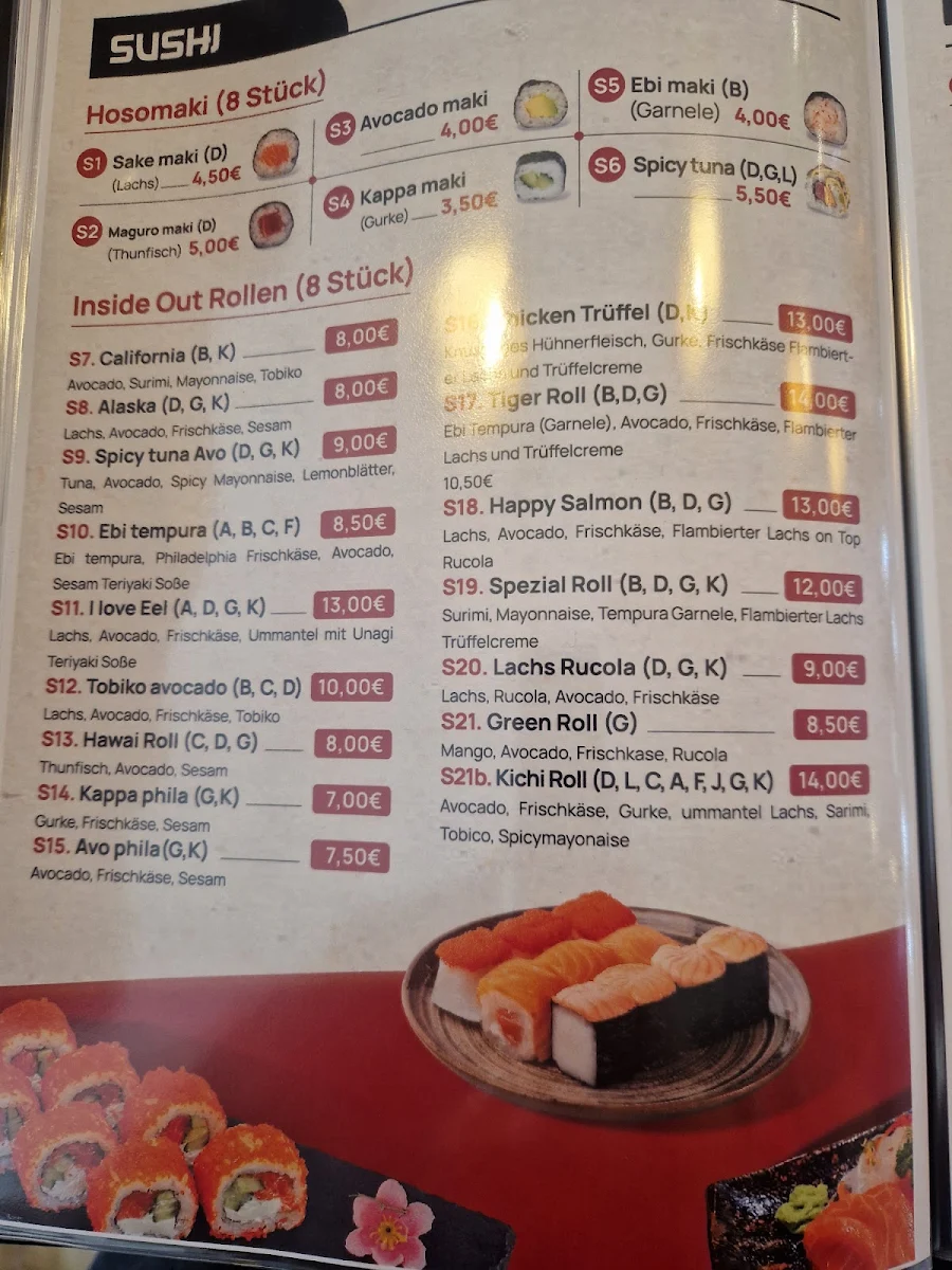 Speisekarte, KICHI Restaurant