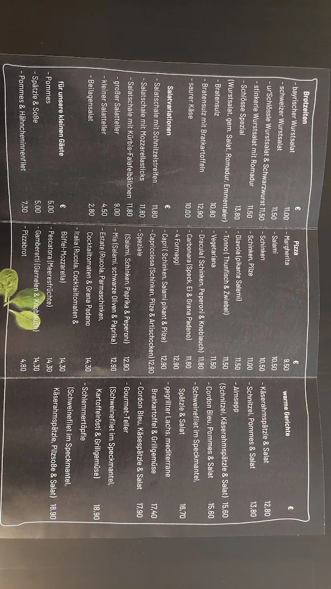 Speisekarte, Carina's ur Schlössle